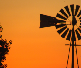 Windmill in Holt County at Sunset